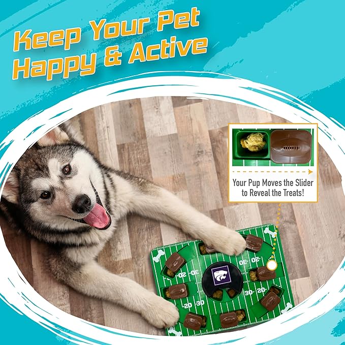 NCAA Puzzle Toy Slow Feeder, Puzzle Treat Dog Toy, Interactive Dog Treat Toy, Dog Puzzle Feeding Slow Toy (Kansas State Wildcats)