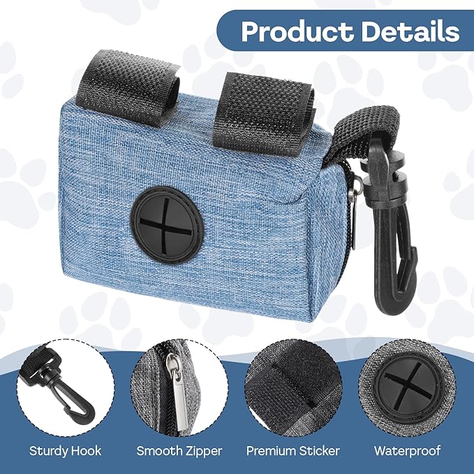 Yuanchu 3 Pcs Dog Poop Bag Dispensers, Dog Waste Bag Holder for All Leash Attachment Puppy Poop Bag Dispenser Zipper Pouch with Carabiner Clip for Cats Dogs Pet