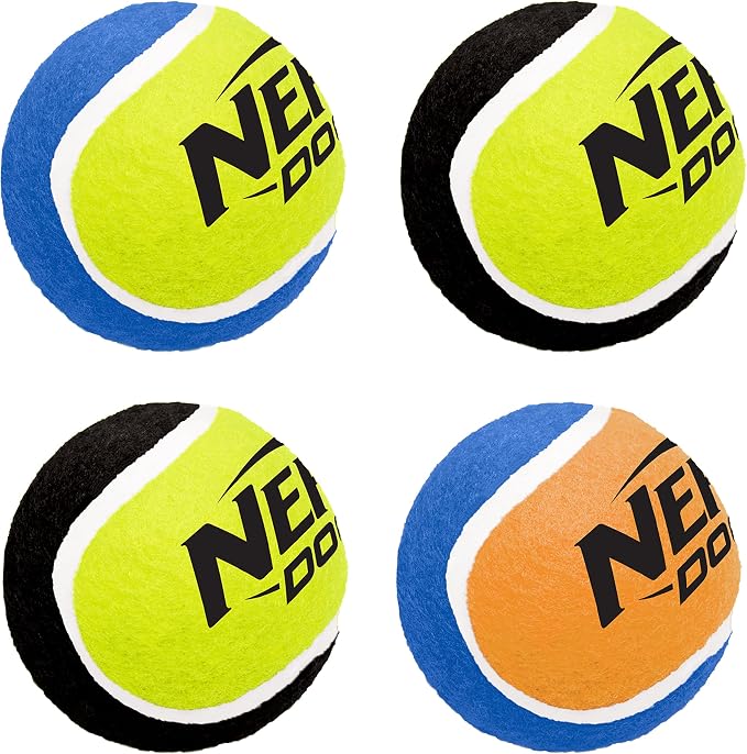 Nerf Dog 2.5in Squeak Tennis Ball 4-Pack, Multicolor