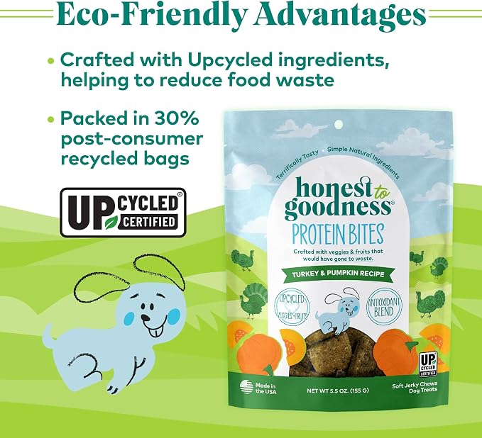 Honest to Goodness Protein Bites Turkey & Pumpkin Dog Jerky, 5.5 oz