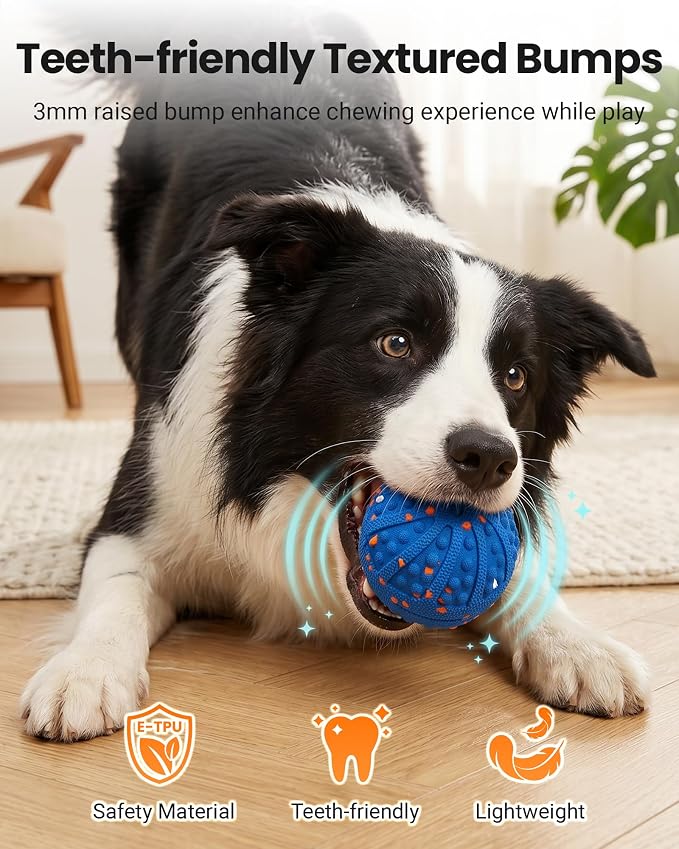Interactive Dog Toys with Teeth-Friendly Bumps, 3 Modes, ETPU Material | Rechargeable Automatic Interactive Dog Balls for Medium and Large Dogs to Keep Them Busy