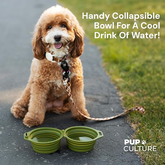 Pup Culture Dual Collapsible Dog Bowls | Silicone Travel Water Bowl for Dogs | Food Grade, No Plastic Rim, Portable Dog Bowl for Food and Water - Easy to Clean | BPA Free and Safe for Your Pup-Grey