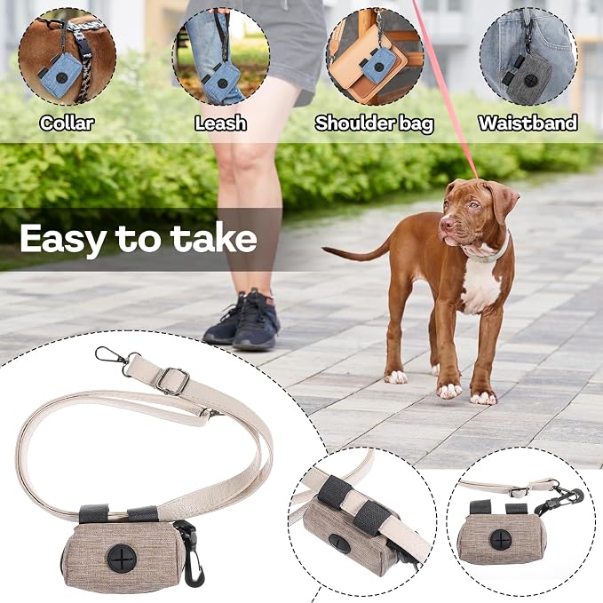 Yuanchu 3 Pcs Dog Poop Bag Dispensers, Dog Waste Bag Holder for All Leash Attachment Puppy Poop Bag Dispenser Zipper Pouch with Carabiner Clip for Cats Dogs Pet