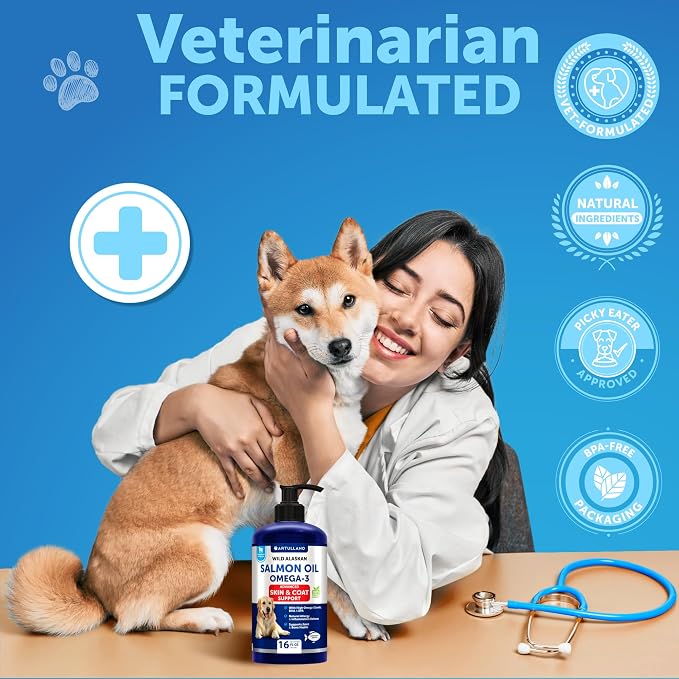 Wild Alaskan Salmon Oil for Dogs - 16 OZ - Fish Oil for Dogs - EPA & DHA