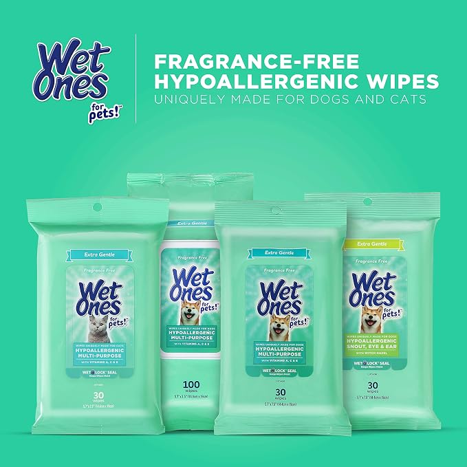 Wet Ones for Pets Extra Gentle Grooming Wipes with Witch Hazel, 30 Count (24 Pack)