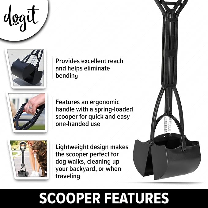 Dogit Jawz Dog Waste Scooper, Dog Pooper Scooper for Easy Pavement Pick Up, D128
