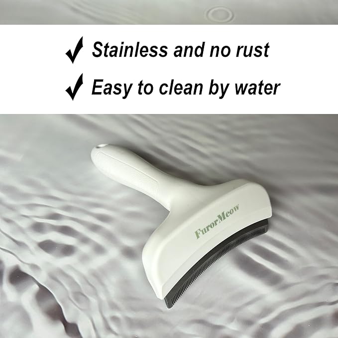 Pet Deshedding Tool with Curve Blade, Large, Large, White