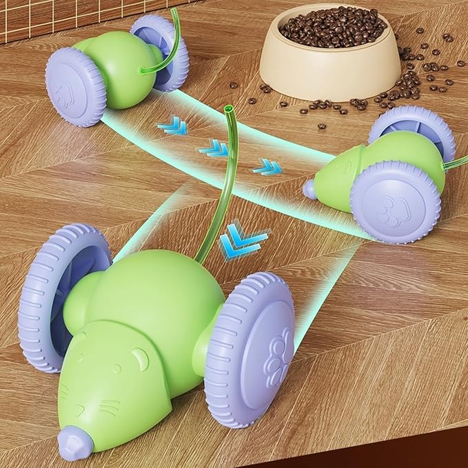 Interactive Cat Toys for Indoor Cats,Automatic Moving Kitten Toys,Cat Balls | Cat Mouse Toy with Tail Lights,Cat Toys for Bored Indoor Adult Cats,Cat Enrichment,Smart Electric Tails for Chasing Pet Toys