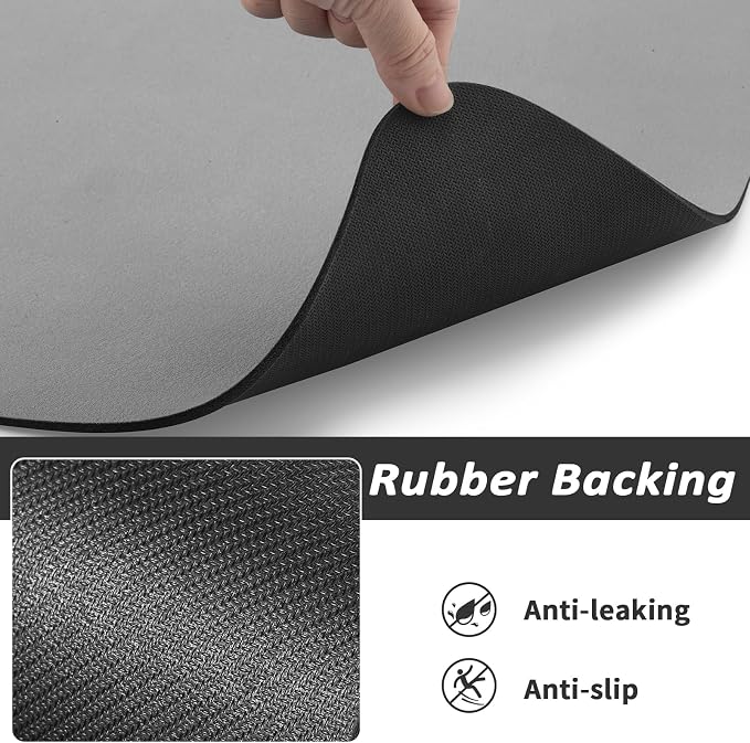 HotLive Dog Food Mat - Absorbent Cat Mat for Food and Water, No Stains Pet Feeding Bowl Mat, Easy to Clean Pet Placemats, Quick Dry Dog Water Dispenser Mat for Messy Drinkers | Paw Grey 12"x 19"