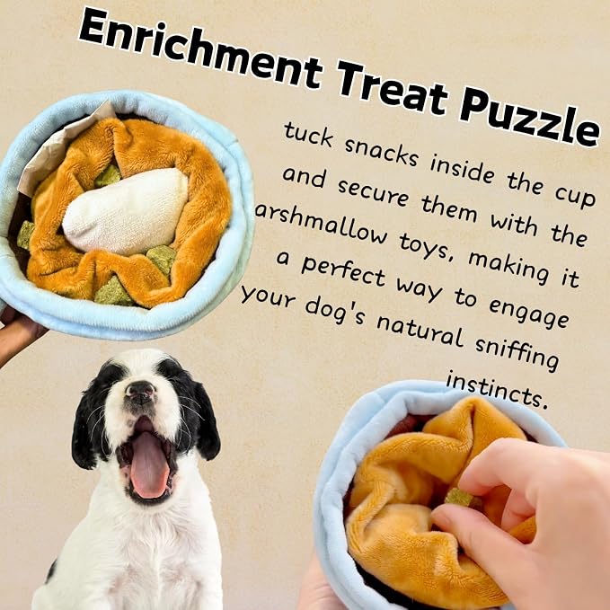CECE PAW Dog Puzzle Toy, Treat Dispensing Enrichment Toys, Hide and Seek Interactive Dog Toys for Boredom and Mental Stimulation, 5 Pack Squeaky Crinkle Snuffle Mat for Puppy Small Dogs