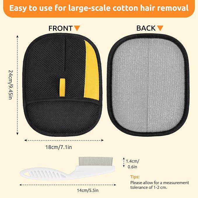 SAWMONG Pet Hair Removal Glove, 2-Pack, Black