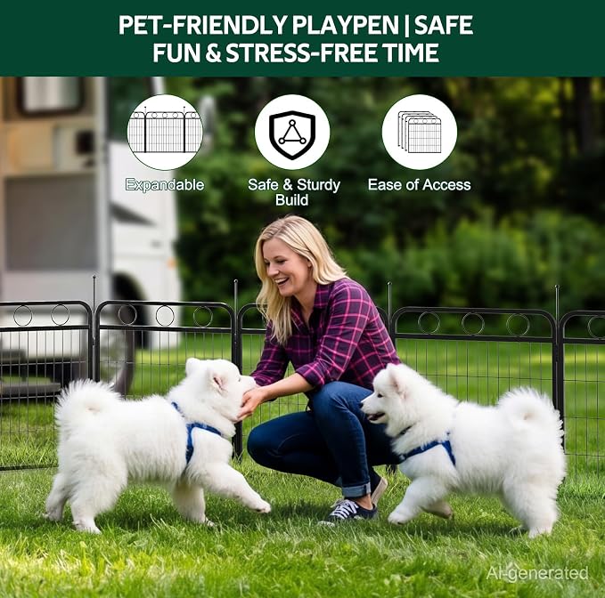 Dog Playpen Indoor/Outdoor, Metal, 24in, 4 Panel with Door