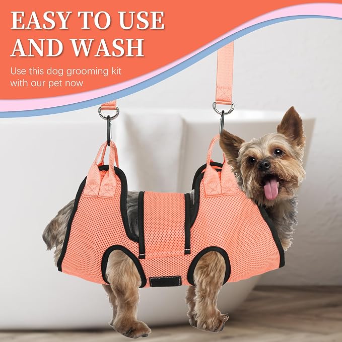 PatiencET Dog Grooming Hammock with Security Strap & Nail Clippers, S