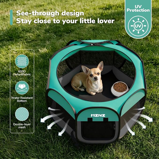 Dog Cat Playpen, Portable Small Animal Playpen Crate Indoor for Dogs Cats Rabbits, Foldable Guinea Pigs Bunny Cage Enclosure for Outdoor, Pop Up Dogs Cats Tent Kennel with Carrying Case, Blue