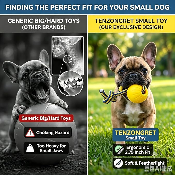 Dog Ball on Rope, Floating EVA Fetch Toy, Medium