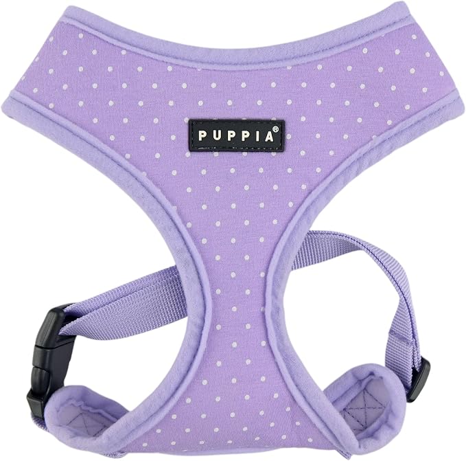 Puppia Dotty Dog Harness A (Over-the-Head) Fashionable Polka Dot Pattern Spring Summer Harness for Small Dogs, Violet, Medium