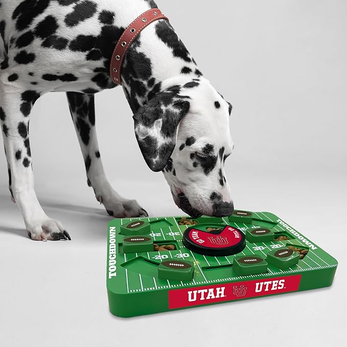 Pets First NCAA Utah Large Puzzle Toy, Interactive Treat Toy for Dogs, Slow Feeding Toy, New Large Size