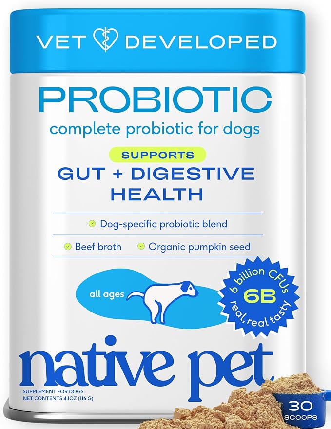 Native Pet Probiotic Powder for Dogs - 30 Scoops