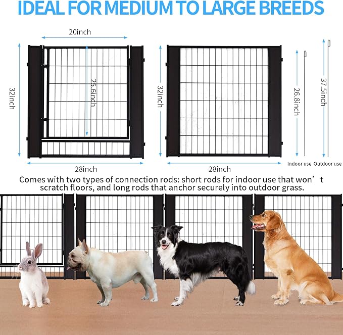 Heavy Duty Dog Playpen, 32in H 2 Panels, Black