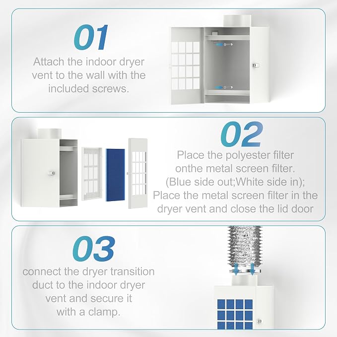 HOOMESUN Metal Indoor Dryer Vent Kit, Dryer Lint Catcher for Electric Dryer