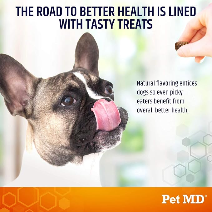 Pet MD Salmon Oil Chews for Dogs - Dog Skin and Coat Supplement - 120ct