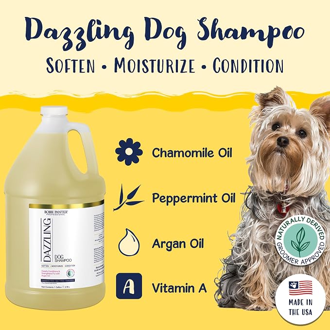 Bobbi Panter 2-in-1 Dog Shampoo & Conditioner for Shedding – Detangling Natural Formula Reduces Shedding & Tangles, Softening, Tear-Free, 10:1 Concentrate, Made in USA, 1 Gallon