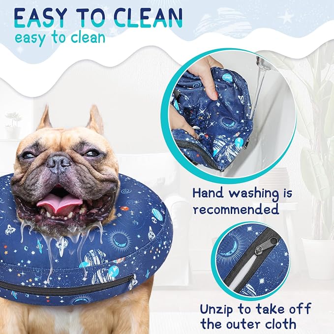 Supet Inflatable Dog Cone Collar Alternative After Surgery, Dog Neck Donut Collar Recovery E Collar for Neuter, Soft Pet Cone for Small Medium Large Dogs