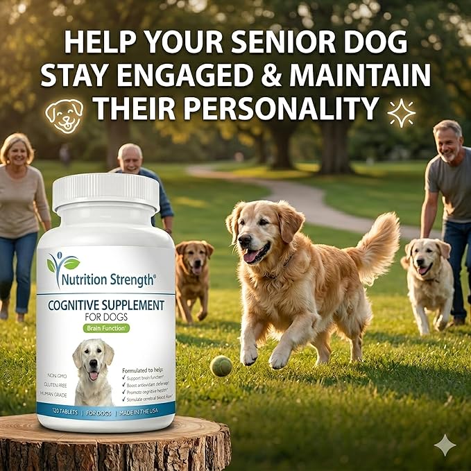 Cognitive Support for Dogs, Promotes Dog Brain Health, Mental Support Supplement for Cognitive Difficulties, 120 Chewable Tablets
