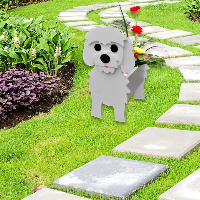 Maltese Dog Planter Pots, Animal Shaped Flower Pot