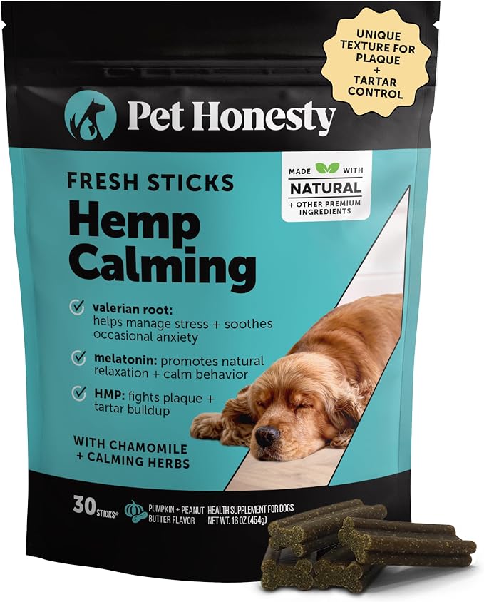 Pet Honesty Vet Backed Dog Dental Sticks for Calm & Fresh Breath, 30 Ct