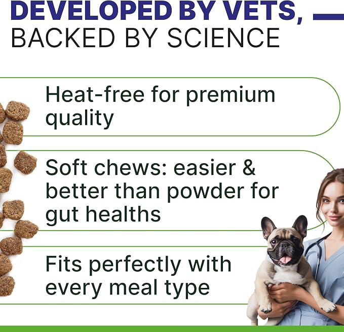Probiotic Chews with Digestive Enzymes, Probiotics, Prebiotics - Aids in Stool Quality, Gas, Constipation, Diarrhea Relief - 120Ct Chews Single Pack Lamb