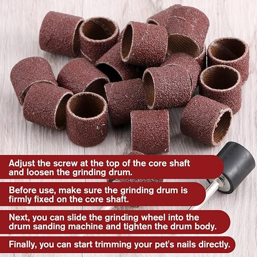 Dog Nail Grinder Sanding Bands Replacement Kit, 22pcs, 120 Grit