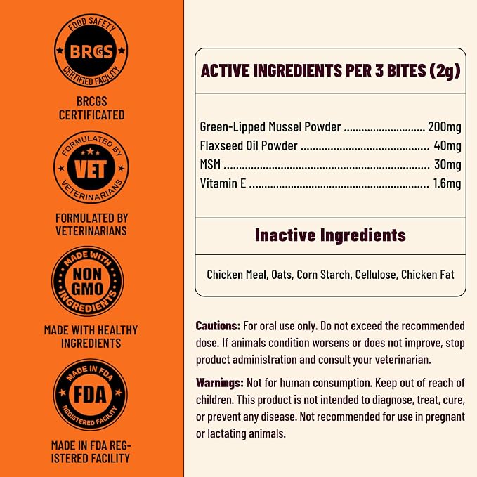 Green-Lipped Mussel Bites for Dogs, Natural Dog Joint Supplement