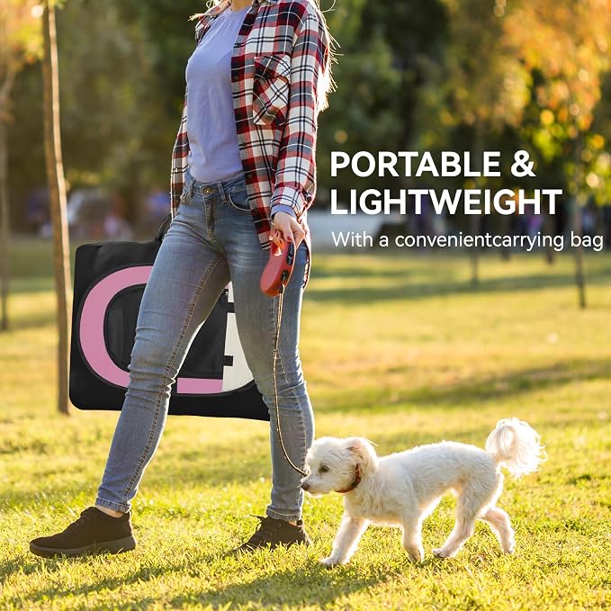 Siedihit Pink Dog Cat Playpen, Puppy Pet Playpen Indoor for Small Dog Crate Tent Cage Outdoor, Portable Pop Up Dogs Enclosure Kennel with Carrying Case for Dogs/Cats/Rabbits