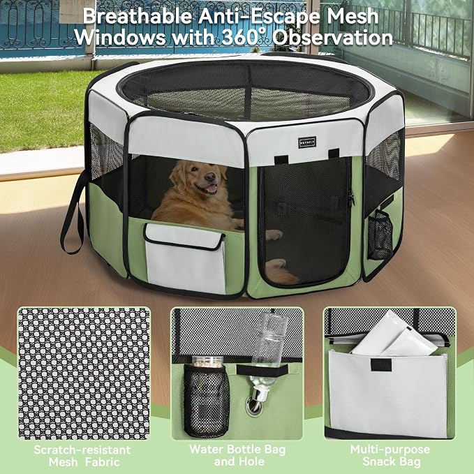 PETSFIT Dog Playpen, 45.5in, Jump-Proof 28.5in H