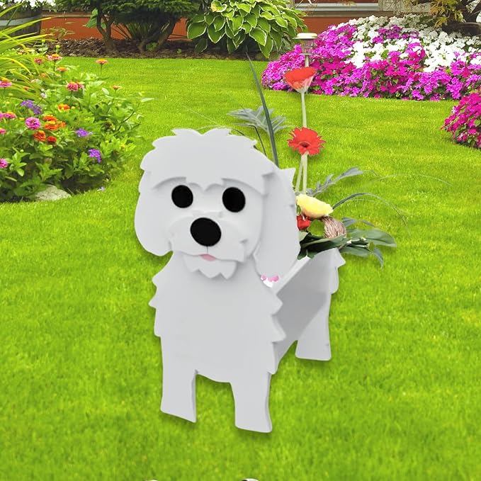 Maltese Dog Planter Pots, Animal Shaped Flower Pot