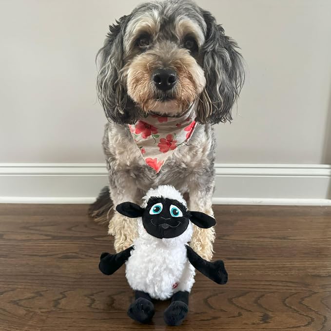SPOT Baa Baa Black Sheep Plush Dog Toy - Cute and Cuddly Fleece Toy with Squeaker for Medium to Large Dogs and Puppies, 13in Black and White Lamb