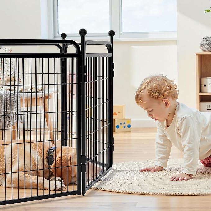 Gardner Pet Dog Playpens, 40" H 16 Panels Dog Pen Outdoor/Indoor Dog Fence Exercise Pen for Small/Medium/Large Dogs, Foldable Pet Play Yard Gate with Gravity Automatic Lock, Pet Playpen, Black