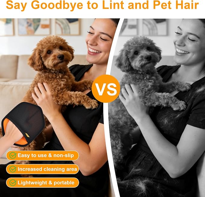 Pet Hair Removal Glove, Orange