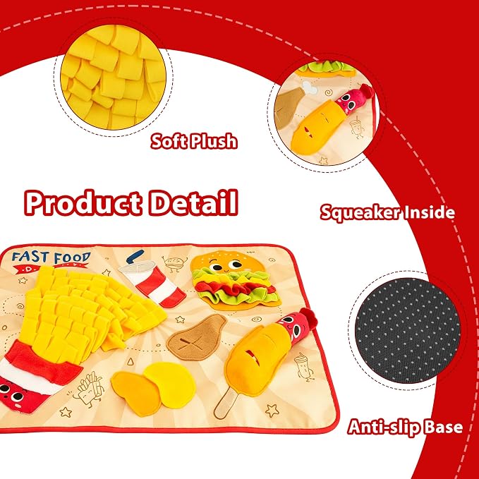Gigwi Snuffle Mat for Dogs, Non-Slip Dog Puzzles for Smart Dogs and Cats | Slow Feeder Nose Work Training Mat 23.6" X 18.1", Built In Squeaker, Pet Enrichment for All Breeds Of Puppy, Cats & Rabbits