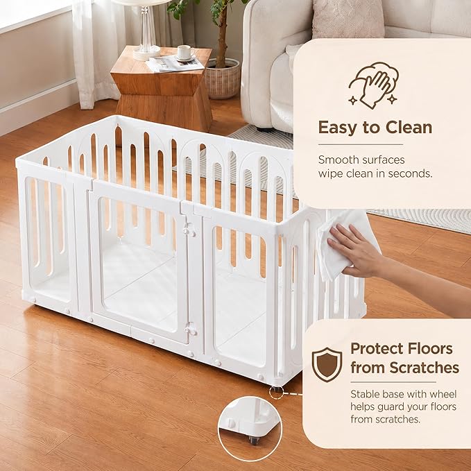 Bottom Panels with 2 Swivel Casters Wheels Designed Exclusively for This Dog Playpen (Buy Multiple for Full Mobility)