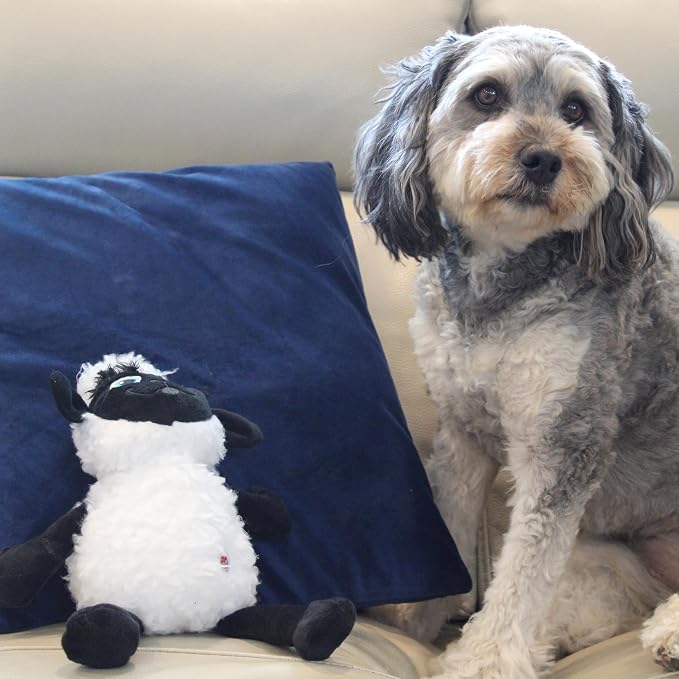 SPOT Baa Baa Black Sheep Plush Dog Toy - Cute and Cuddly Fleece Toy with Squeaker for Medium to Large Dogs and Puppies, 13in Black and White Lamb