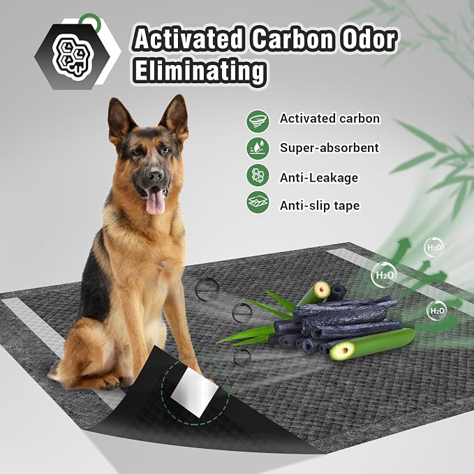 IMMCUTE Extra Large 36"X36" Charcoal Training Pads for Dogs, 30 Count, Activated Carbon Odor Control, XL Pads with Adhesive Strip