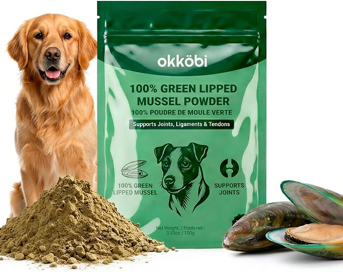 Green Lipped Mussel Powder for Dogs & Cats - 100% New Zealand - 100g - Natural Hip & Joint Support Supplement - Rich in Omega-3, Glucosamine & Chondroitin - Single Ingredient Food Topper
