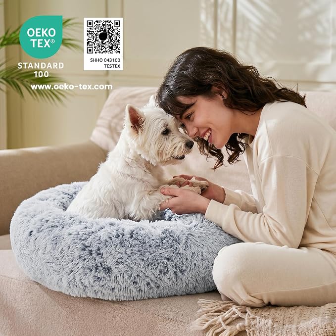 JOLLYVOGUE 20" Calming Donut Dog & Cat Bed