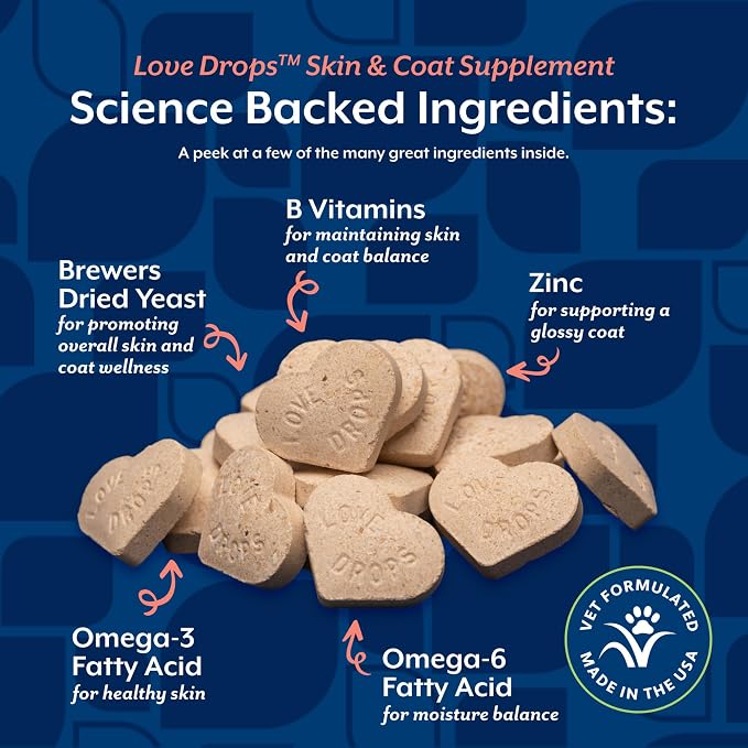 NaturVet Love Drops Plus Omegas Skin & Coat Supplement for Dogs - 200 Ct