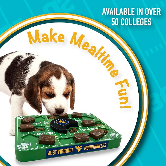 NCAA Puzzle Toy Slow Feeder, Puzzle Treat Dog Toy, Interactive Dog Treat Toy, Dog Puzzle Feeding Slow Toy (West Virginia Mountaineers)