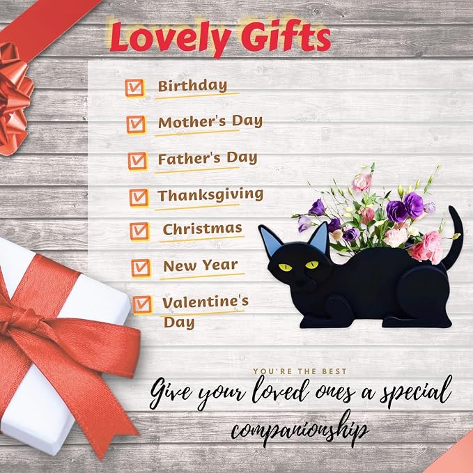 Black Cat Planter Pots, Animal Shaped Flower Pot