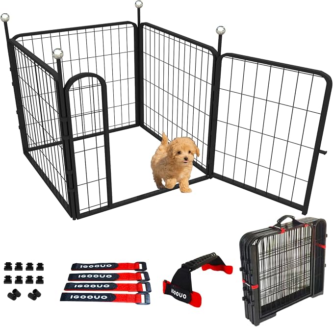 IGOOUO Puppy Playpen, 24in 4 Panels, One Door