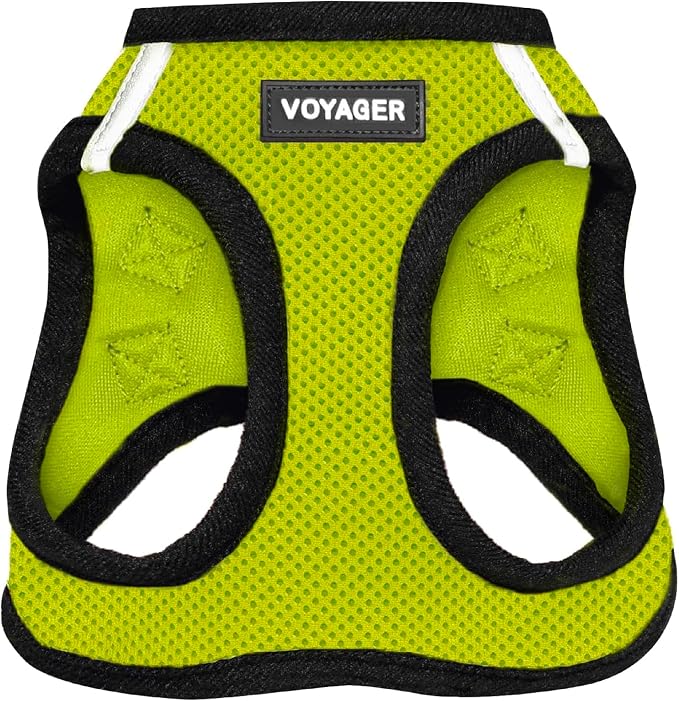Voyager Step-in Air Dog Vest Harness - Lime Green/Black Trim, X-Small | 13 - 14.5" in Chest, Reflective Bands, All Weather Breathable Air Mesh, Cats Compatible, Lightweight, Fast Drying